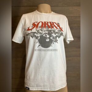 Sorry Brand White Graphic T-Shirt Men’s Small Short Sleeve Casual Tee